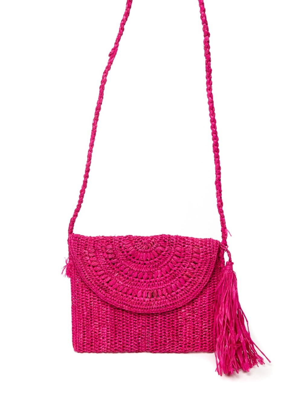 NEW Mar y Sol Handwoven Fuchsia Crossbody Bag